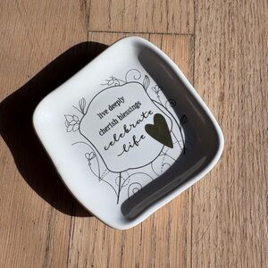 Decorative White and Gold Ceramic Trinket Tray